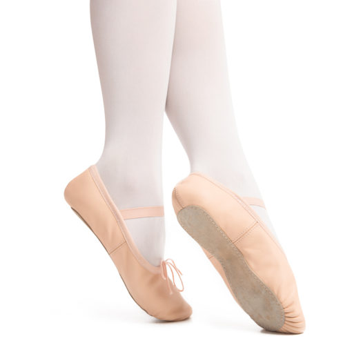 Klassisk ballettsko i skinn, med full sole (RU1000)
