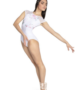 Dansedrak med blomserprinta mesh
