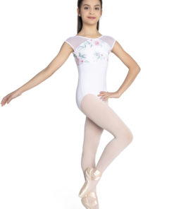 Leotard med blomsterprinta mesh