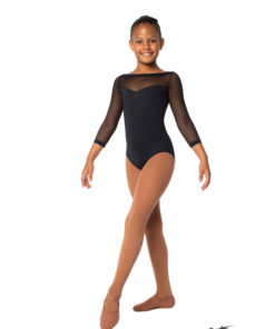 Yndig leotard, med armar i mesh - KVIT (130)